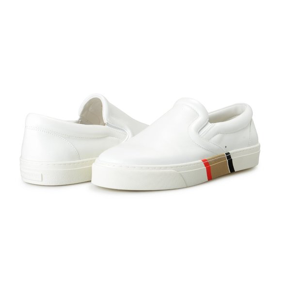 Burberry Men's Thompson Optic White 100% Leather Low Top Trainers Slip On Shoes - Picture 8 of 8